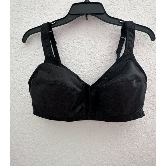 Women's 24/7 Comfort Black Bra Floral Print Size 40C Wireless Full Coverage NWOT - Picture 2 of 9